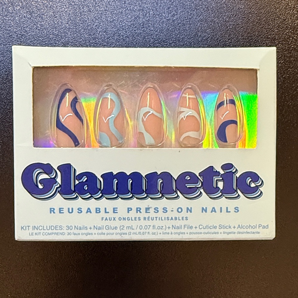 Glamnetic Reusable Press-On Nails - Blue and Tan